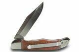 Pocket Knife With Fossil Dinosaur Bone (Gembone) Inlays #370825-3